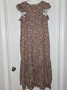 Never Fully Dressed Brown Leopard-Print Dress with Coral Spots